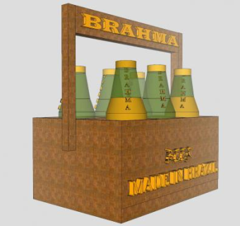 篮子中的6瓶博浪啤酒SU模型下载_sketchup草图大师SKP模型