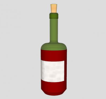 酒水酒瓶瓶塞白色标签SU模型下载_sketchup草图大师SKP模型