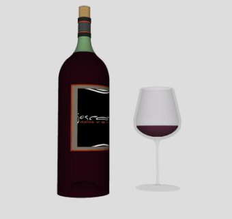 葡萄酒酒瓶和酒水高脚杯SU模型下载_sketchup草图大师SKP模型