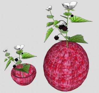 粉红色花瓶花卉装饰SU模型下载_sketchup草图大师SKP模型