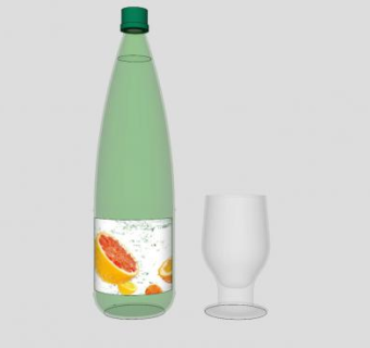 果汁矿泉水和玻璃杯SU模型下载_sketchup草图大师SKP模型