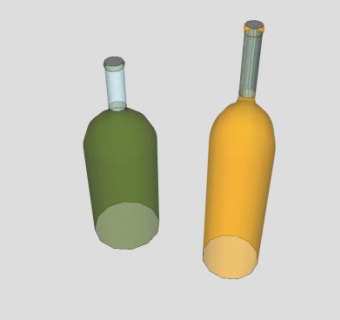 绿黄色酒瓶酒杯SU模型下载_sketchup草图大师SKP模型