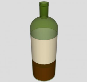 三分之一酒水酒瓶标签SU模型下载_sketchup草图大师SKP模型