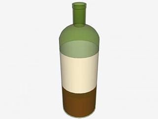 三分之一酒水酒瓶标签SU模型下载_sketchup草图大师SKP模型