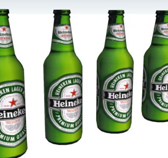 5瓶喜力啤酒酒瓶酒水SU模型下载_sketchup草图大师SKP模型