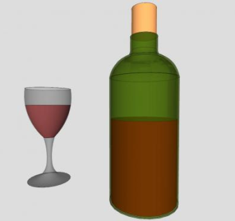 酒瓶中的酒盒酒杯SU模型下载_sketchup草图大师SKP模型