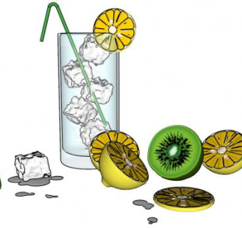 柠檬猕猴桃饮料SU模型下载_sketchup草图大师SKP模型