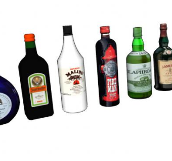 洋酒酒瓶酒水系列SU模型下载_sketchup草图大师SKP模型