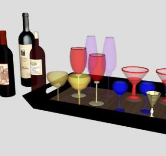 洋酒高脚杯系列SU模型下载_sketchup草图大师SKP模型