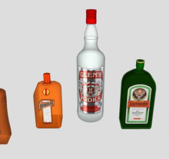 威士忌洋酒酒瓶酒水系列SU模型下载_sketchup草图大师SKP模型