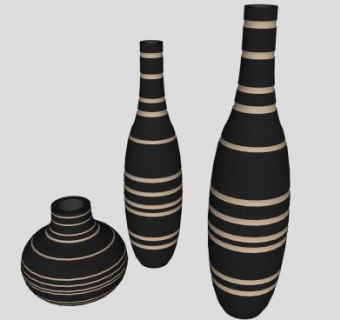 装饰花瓶三件套SU模型下载_sketchup草图大师SKP模型