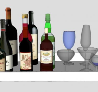 酒吧托盘酒水酒杯SU模型下载_sketchup草图大师SKP模型