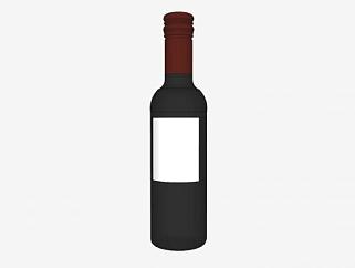 葡萄酒瓶白色标签SU模型下载_sketchup草图大师SKP模型