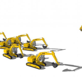 重型工程机械挖掘机SU模型_su模型下载 草图大师模型_SKP模型