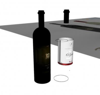 2款葡萄酒和高脚杯SU模型下载_sketchup草图大师SKP模型