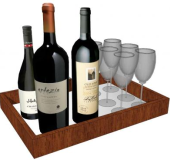 木托盘和酒水酒杯SU模型下载_sketchup草图大师SKP模型