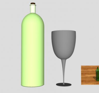 带酒杯的酒瓶SU模型下载_sketchup草图大师SKP模型