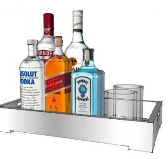 酒吧托盘上的洋酒酒水酒杯SU模型下载_sketchup草图大师SKP模型