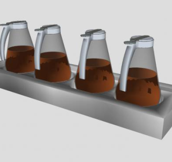 托盘上的糖浆瓶架SU模型下载_sketchup草图大师SKP模型