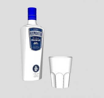 杜松子酒酒瓶和酒杯SU模型下载_sketchup草图大师SKP模型