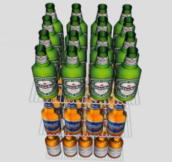 三排酒架啤酒饮品SU模型下载_sketchup草图大师SKP模型