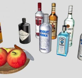 酒水系列和砧刀苹果SU模型下载_sketchup草图大师SKP模型