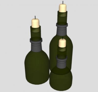 蜡烛酒瓶装饰灯具SU模型下载_sketchup草图大师SKP模型