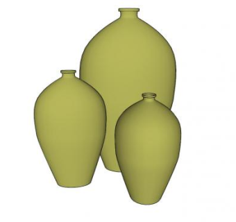 纯色陶瓷花瓶三件套SU模型下载_sketchup草图大师SKP模型