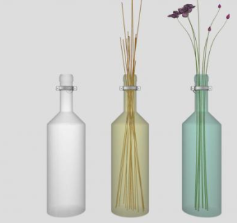 玻璃酒瓶插花装饰SU模型下载_sketchup草图大师SKP模型