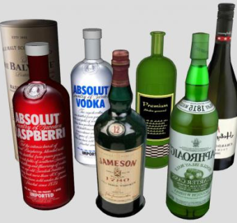 伏特加葡萄酒酒水饮品SU模型下载_sketchup草图大师SKP模型