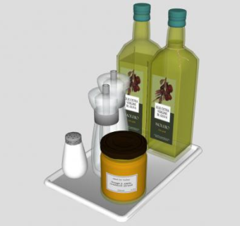 托盘上的厨房调味料SU模型下载_sketchup草图大师SKP模型