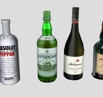 4款洋酒酒水酒瓶SU模型下载_sketchup草图大师SKP模型