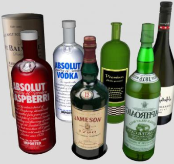 洋酒酒水饮品系列SU模型下载_sketchup草图大师SKP模型