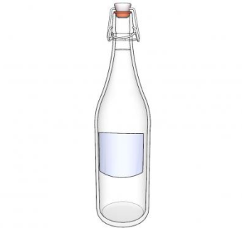 贴标签的玻璃瓶和瓶盖SU模型下载_sketchup草图大师SKP模型