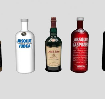 绝对伏特加和威士忌酒水SU模型下载_sketchup草图大师SKP模型