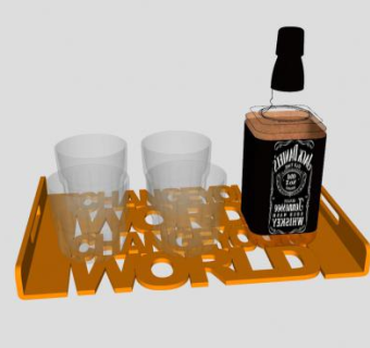 酒吧托盘和酒水4酒杯SU模型下载_sketchup草图大师SKP模型