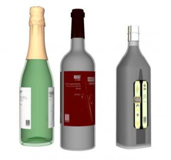 贴标签的酒瓶种类SU模型下载_sketchup草图大师SKP模型
