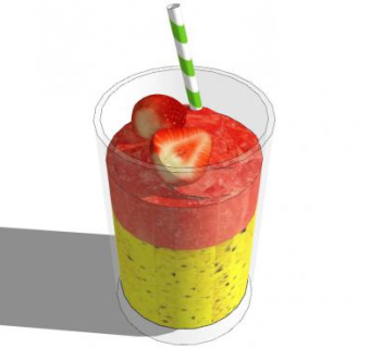 香蕉草莓奶昔饮品SU模型下载_sketchup草图大师SKP模型