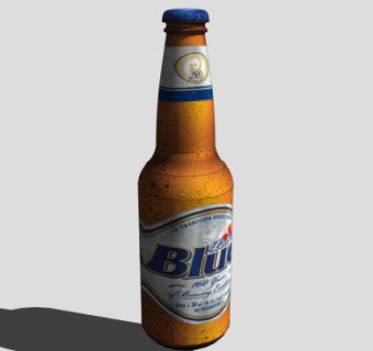 蓝牌啤酒酒瓶SU模型下载_sketchup草图大师SKP模型
