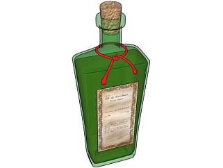 标签酒瓶酒水瓶塞SU模型下载_sketchup草图大师SKP模型