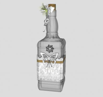 现代装饰瓶塞酒瓶SU模型下载_sketchup草图大师SKP模型