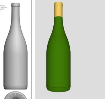 750毫升勃艮第酒瓶SU模型下载_sketchup草图大师SKP模型