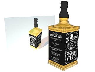 杰克丹尼威士忌1000毫升SU模型下载_sketchup草图大师SKP模型