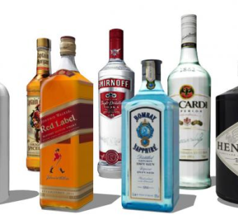 威士忌伏特加酒水系列SU模型下载_sketchup草图大师SKP模型