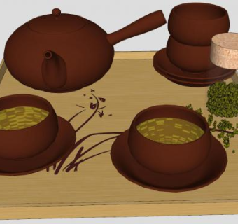 陶瓷茶具茶壶茶水SU模型下载_sketchup草图大师SKP模型