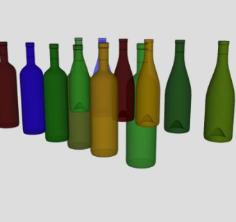 多颜色摆放空酒瓶SU模型下载_sketchup草图大师SKP模型