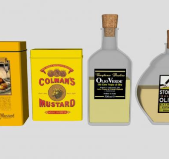 芥末酱和橄榄植物油SU模型下载_sketchup草图大师SKP模型