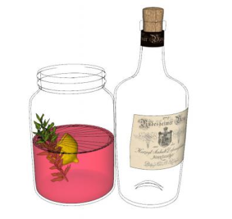 鸡尾果酒酒水和酒瓶SU模型下载_sketchup草图大师SKP模型