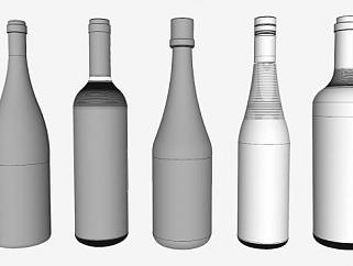 多形状酒瓶集合SU模型下载_sketchup草图大师SKP模型