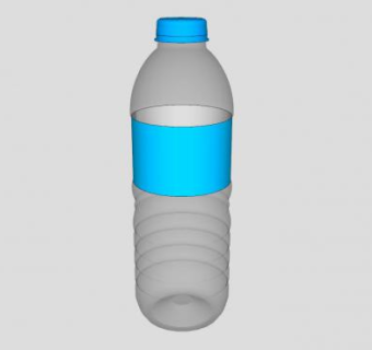 透明塑料瓶蓝色标签瓶盖SU模型下载_sketchup草图大师SKP模型